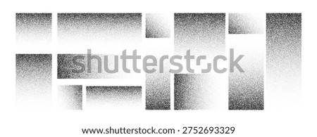 Abstract grain texture with dotted gradient fade, featuring geometric shapes and noise patterns ideal for minimalist backgrounds, frame borders, and contemporary design elements.