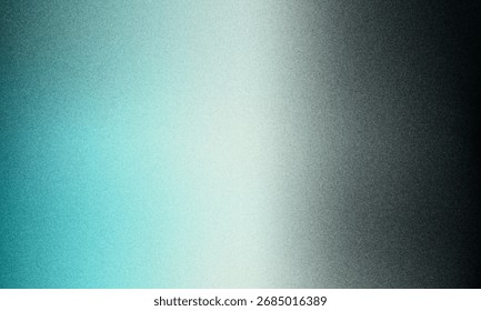 Abstract grainy gradient background black, grey and cyan, noise effect, banner poster cover design.