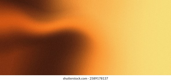 Abstract grainy gradient background with brown-orange glowing wave, dark backdrop, noise texture effect, perfect for banners and headers.