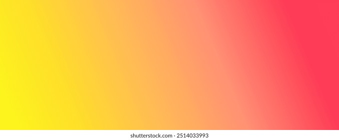 Abstract grainy gradient background. Colorful yellow, orange, peach, pink, red gradient long banner. Vector