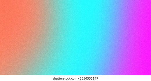 Abstract grainy gradient background orange cyan magenta colors.