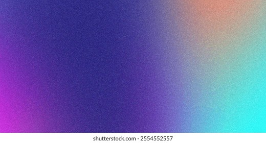 Abstract grainy gradient background purple blue cyan orange pink colors.