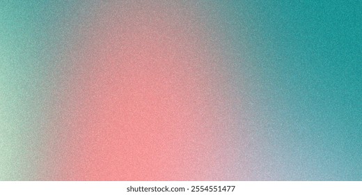 Abstract grainy gradient background teal and pastel red colors