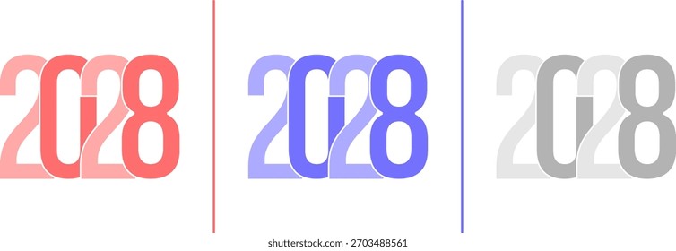 Abstract Grainy Gradient Ano 2028 Pack. Isolado Moderno Ano Novo Conceito Futuro Transparente Fundo