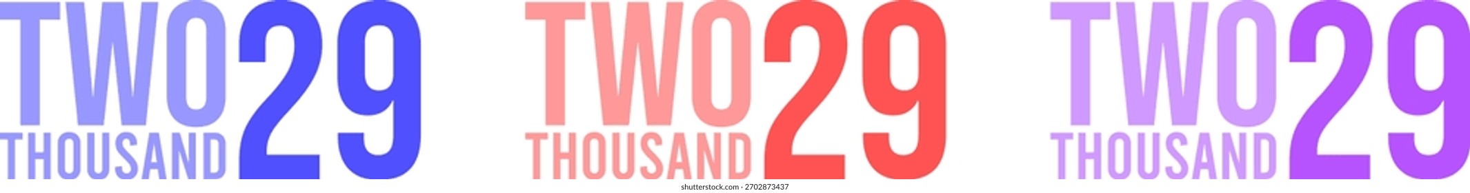 Abstract Grainy Gradient Year 2029 Pack. Isolated Modern New Year Future Concept Transparent Background
