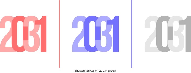 Gradiente Abstractas Gradiente Año 2031 Pack. Aislado Moderno Año Nuevo Futuro Concepto Fondo transparente
