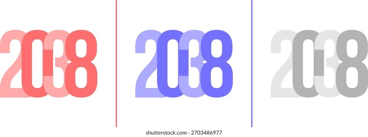 Abstract Grainy Gradient Ano 2038 Pack. Isolado Moderno Ano Novo Conceito Futuro Transparente Fundo