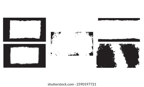 Abstract grainy texture Dust border frames set