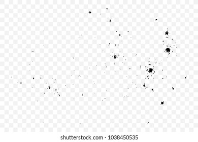 Abstract grainy texture isolated on transparent background. Silhouette of sugar flakes or salt, almond, wheat flour spread on the flat surface or table. Dust, sand blow or bread crumbs. Top view. 