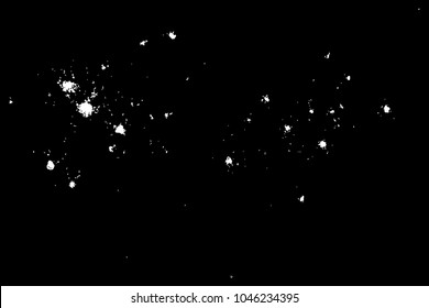 Abstract grainy texture isolated on black background. Top view. Dust, sand blow or bread crumbs. Silhouette of food flakes such as salt or almond or wheat flour spread on the flat surface or table. 