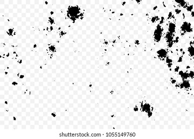 Abstract grainy texture isolated on transparent background. Silhouette of sugar flakes or salt, almond, wheat flour spread on the flat surface or table. Dust, sand blow or bread crumbs. Top view. 