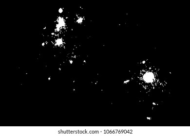 Abstract grainy texture isolated on black background. Top view. Dust, sand blow or bread crumbs. Silhouette of food flakes such as salt or almond or wheat flour spread on the flat surface or table. 