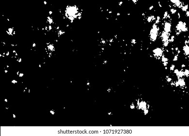 Abstract grainy texture isolated on black background. Top view. Dust, sand blow or bread crumbs. Silhouette of food flakes such as salt or almond or wheat flour spread on the flat surface or table. 