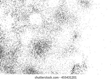 Abstract grainy texture isolated on white background. Silhouette of flakes spread on the flat surface or table. Top view. Dust, sand blow.