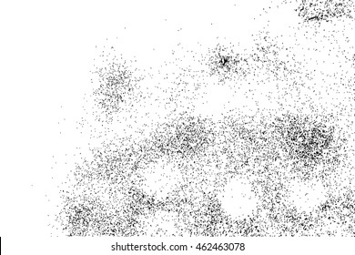 Abstract grainy texture isolated on white background. Silhouette of food flakes such as salt or almond or wheat flour spread on the flat surface or table. Top view. Dust, sand blow or bread crumbs.