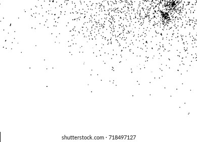 Abstract grainy texture isolated on white background. Top view. Dust, sand blow or bread crumbs. Silhouette of food flakes such as salt or almond or wheat flour spread on the flat surface or table. 