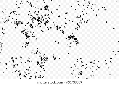 Abstract Grainy Texture Isolated On Transparent Background. Silhouette Of Sugar Flakes Or Salt, Almond, Wheat Flour Spread On The Flat Surface Or Table. Dust, Sand Blow Or Bread Crumbs. Top View. 