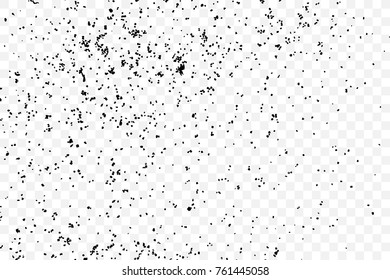 Abstract grainy texture isolated on transparent background. Silhouette of sugar flakes or salt, almond, wheat flour spread on the flat surface or table. Dust, sand blow or bread crumbs. Top view. 