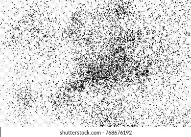 Abstract grainy texture isolated on transparent background. Silhouette of sugar flakes or salt, almond, wheat flour spread on the flat surface or table. Dust, sand blow or bread crumbs. Top view. 