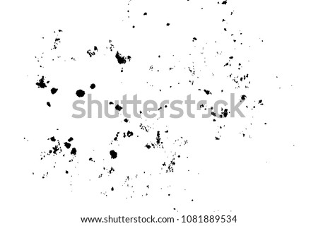 Abstract grainy texture isolated on white background. Top view. Dust, sand blow or bread crumbs. Silhouette of food flakes such as salt or almond or wheat flour spread on the flat surface or table. 