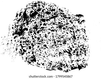 Abstract grainy texture. Texture of wheat bread or stone or loose soil or sponge. Close-up view. Isolated on white background