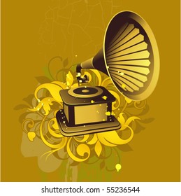 abstract with gramophone on a grunge background