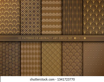 Abstract Grand Antique Art Deco Pattern Design Set. You Can Use For Art Work Decorating, Ad, Luxury Style. Illustration Vector, Eps 10