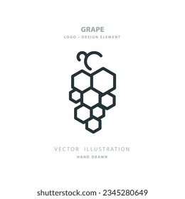 Abstract grape bunch. Grape geometric shape vector illustration. Grape abstract symbol. Part of set.