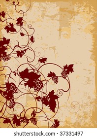 Abstract grapevine design on antique paper