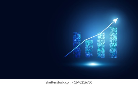 gráfico abstracto de la bolsa financiera sobre fondo azul oscuro.