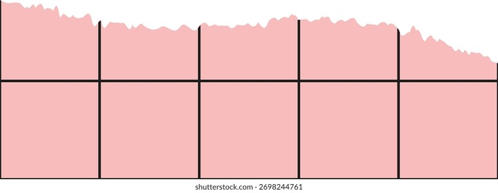 An abstract graph with jagged peaks and grid lines in a flat style. The chart features uneven edges and is overlaid with a grid pattern. Cartoon vector illustration.