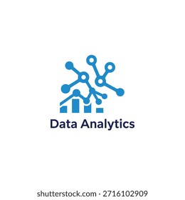 Abstract graph and network concept for data analytics, digital connection, technology, information, charts, statistics. Blue illustration on grey checkered.