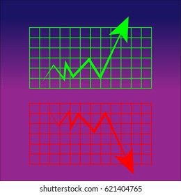 Abstract graph on blue-purple background. Vector illustartion.