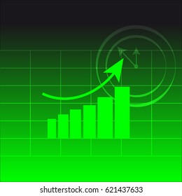 Abstract graph on green background. Vector illustartion.