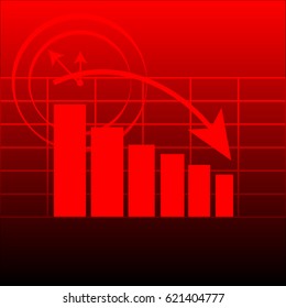Abstract graph on red background. Vector illustartion.