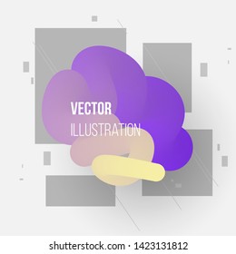 Abstract graphic 3d element. Modern liquid form. Yellow violet gradient abstract dynamic shape. Eps10 vector.