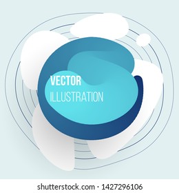 Abstract graphic 3d element. Modern liquid form. Blue gradient, dynamic shape. Eps10 vector.