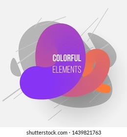 Abstract graphic 3d element. Modern liquid form. Orange violet gradient abstract dynamic shape. Eps10 vector.