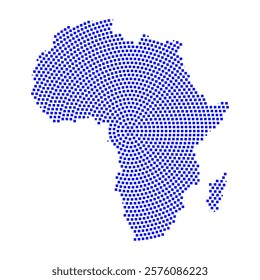 Abstract graphic Africa map from pixel blue on a white background. Vector illustration.