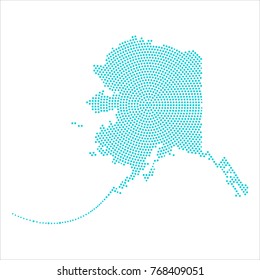 Abstract graphic Alaska map of blue round dots. Vector illustration eps10.