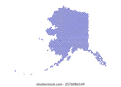 Abstract graphic Alaska map from pixel blue on a white background. Vector illustration.