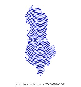 Abstract graphic Albania map from pixel blue on a white background. Vector illustration.