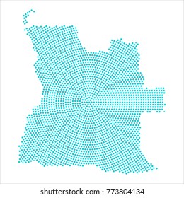 Abstract graphic Angola map of blue round dots. Vector illustration eps10.