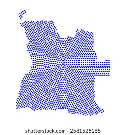 Abstract graphic Angola map from pixel blue on a white background. Vector illustration.