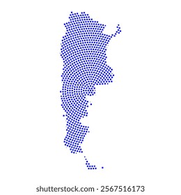 Abstract graphic Argentina map from pixel blue on a white background. Vector illustration.