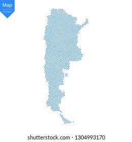 Abstract graphic Argentina map from point blue on a white background. Vector illustration.