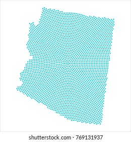 Abstract graphic Arizona map of blue round dots. Vector illustration eps10.