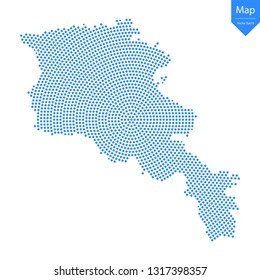 Abstract graphic Armenia map from point blue on a white background. Vector illustration.