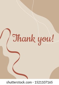 Abstract Graphic art background trendy for greeting cards, advertising, print posters.Cute postcard with inscription Thank you! Vector illustration