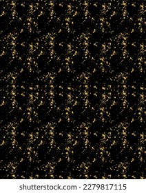 Abstract graphic art featuring a scattered, textured gold specks creating a starry night effect. The gold specks vary in size and density, giving a dynamic, cosmic appearance, Isolated vector design.